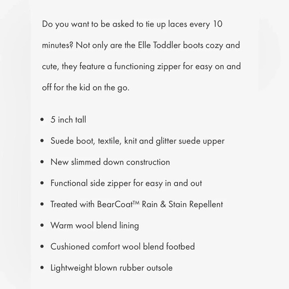 BEARPAW Elle Zipper Suede upper,wool blend lined,rain/stain repell,rugged sole - Picture 11 of 11